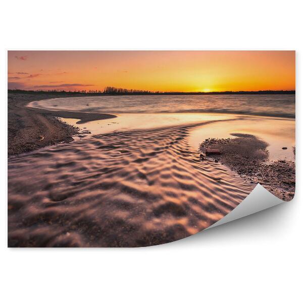 Papier peint Eau Sable Gravier Cailloux Bord de mer