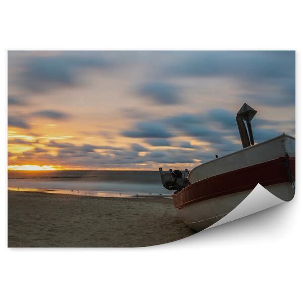 Papier peint Bateau sur la plage Bord de mer Nuages Mouvement