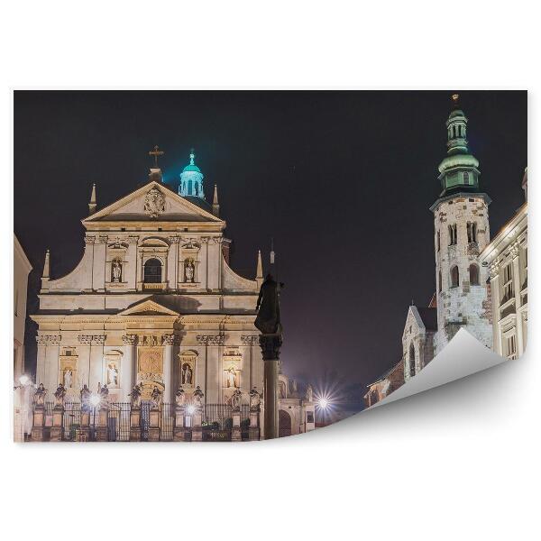 Papier peint Églises Grodzka Cracovie Éclairage Place du Marché Ciel