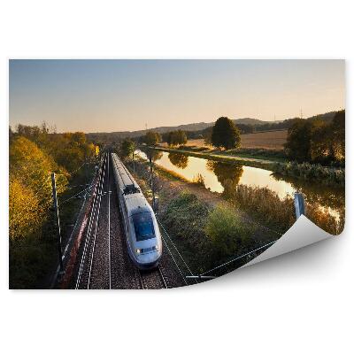 Papier peint Voies ferrées rivière nature arbres