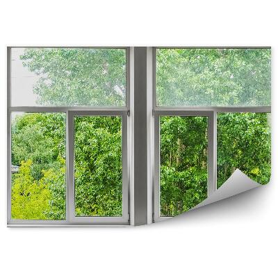 Papier peint Vue d'arbres verts à l'extérieur de la fenêtre d'un appartement