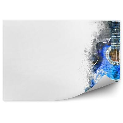 Papier peint Guitare Bleue Fond Blanc