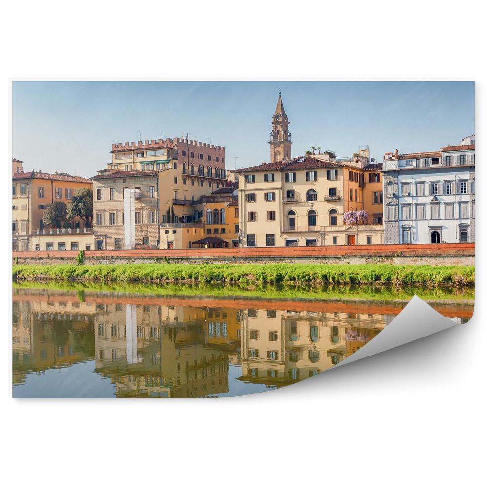 Papier peint Rivière Arno Bâtiments Herbe Florence Ciel
