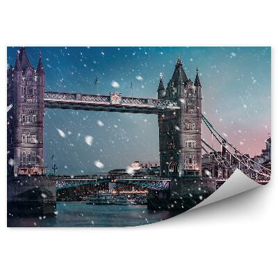 Papier peint Chute de neige sur le pont de la ville de Londres