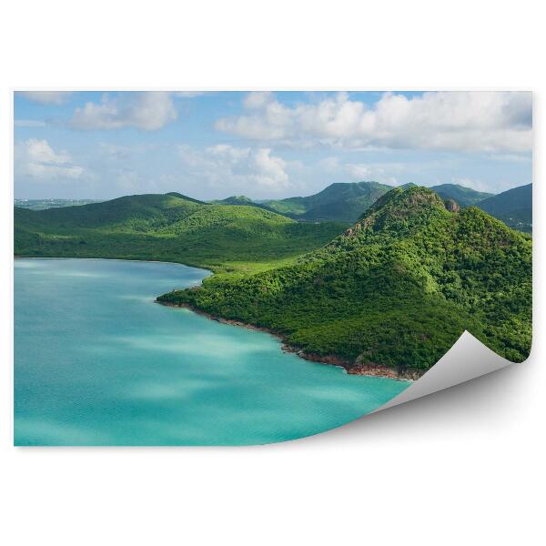 Papier peint Île verte dans la mer des Caraïbes