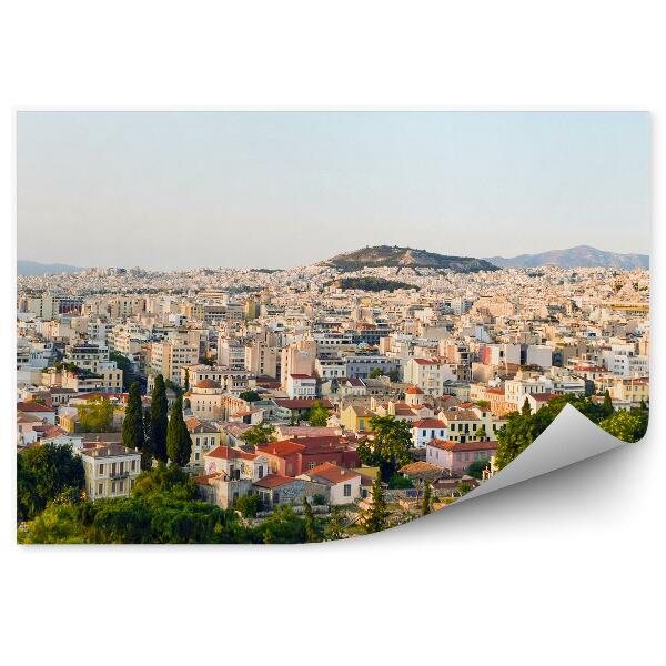 Papier peint Panorama de la ville d'Athènes Grèce Bâtiments Montagnes Vue