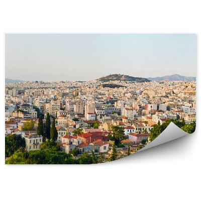Papier peint Panorama de la ville d'Athènes Grèce Bâtiments Montagnes Vue