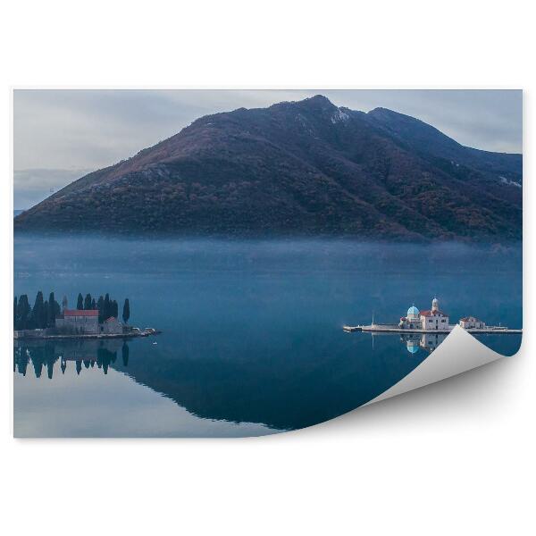 Papier peint Bâtiments Arbres Montagnes Nature Océan Montenegro Brouillard