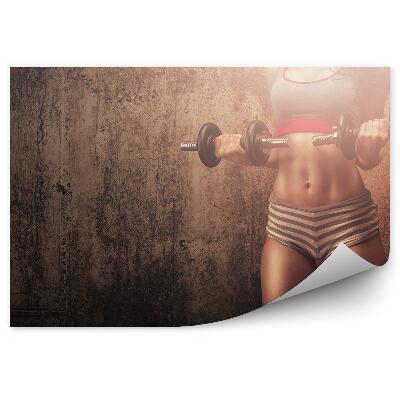 Papier peint Femme haltérophile béton