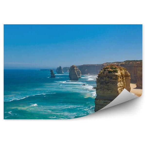 Papier peint Douze Apôtres Rochers Plage Océan Arbres Ciel Australie