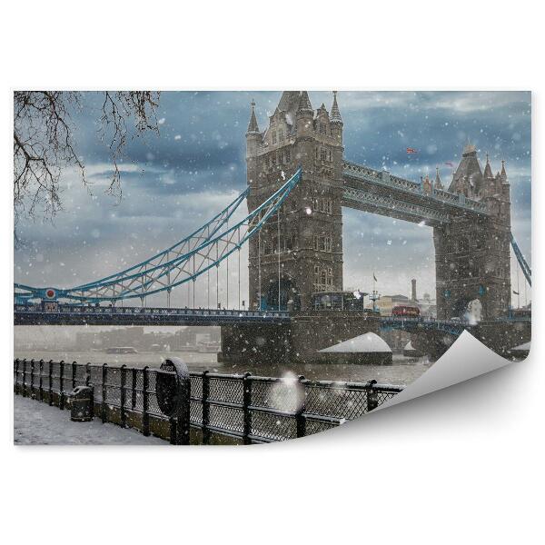 Papier peint Paysage de neige hivernale pont de tour