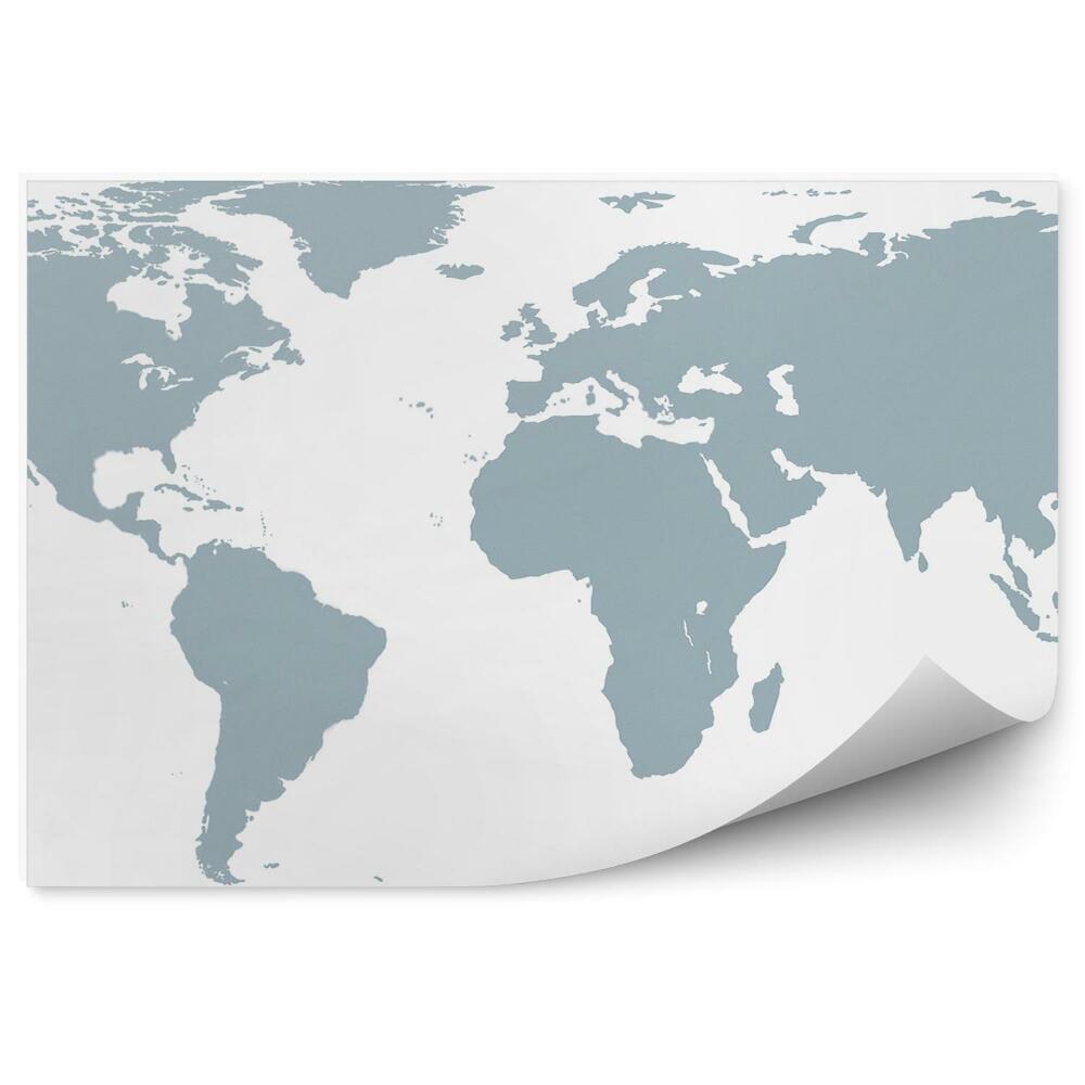 Papier peint Carte du monde en gris sur fond blanc