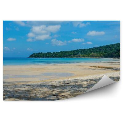 Papier peint Cambodge Plage Arbres Île Océan Ciel Nuages Sable