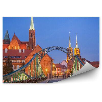 Papier peint Pont de la cathédrale Sculpture de la cathédrale Chaussée Ombres Nuit