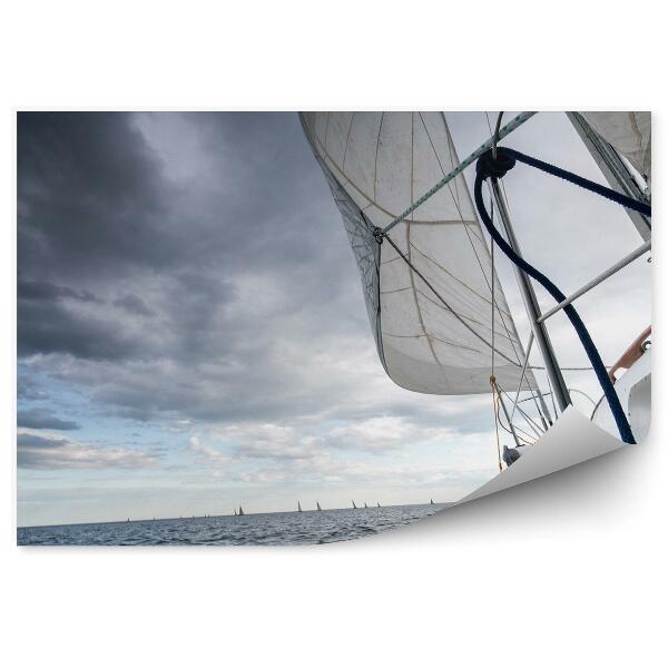 Papier peint Bateaux à voile mer ciel nuageux