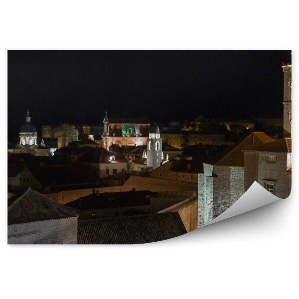 Papier peint Dubrovnik Croatie Châteaux Bâtiments Nuit Lumière