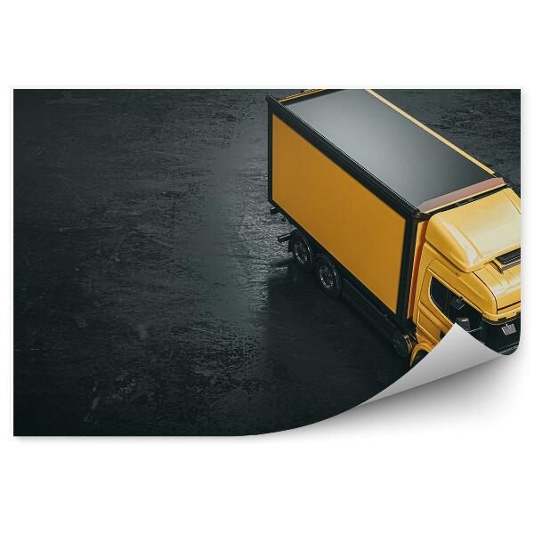 Papier peint Camion jaune sur fond noir