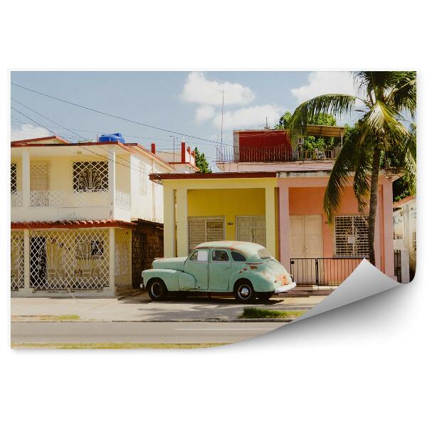 Papier peint bâtiments colorés maisons cuba auto palmier