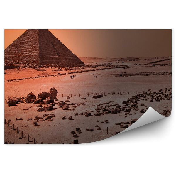 Papier peint Le Caire pyramides rochers sable voyageurs touristes