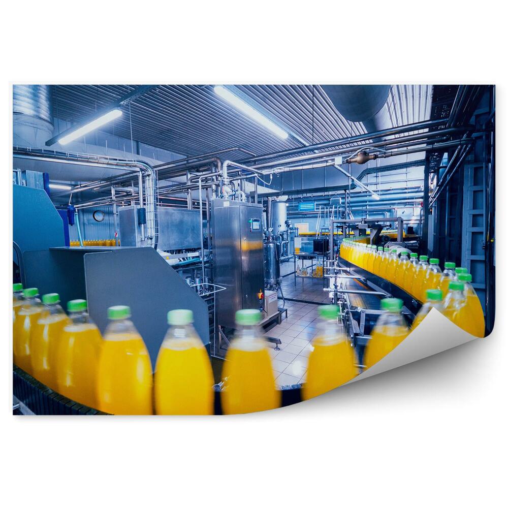 Papier peint Convoyeur de bouteilles pour la production de jus