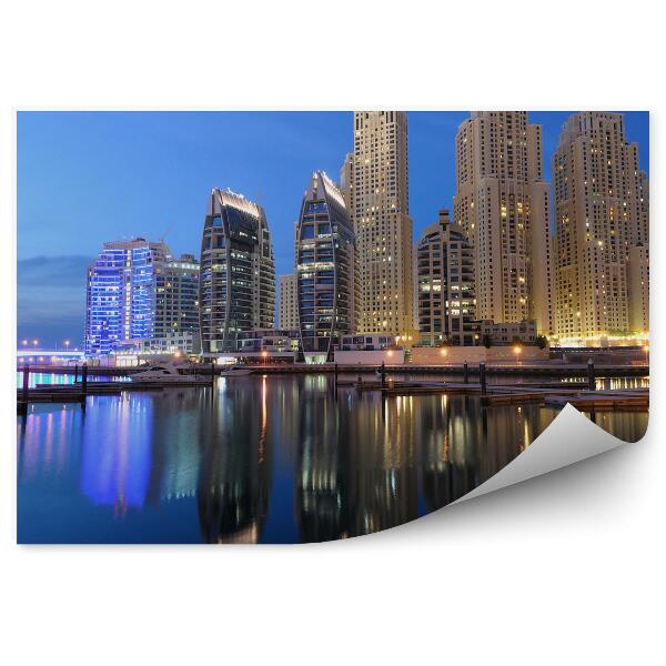 Papier peint Dubaï crépuscule architecture eau