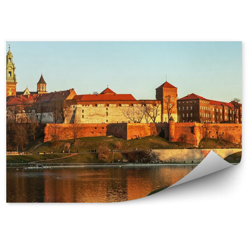 Papier peint Vue d'oiseau Wisla Cracovie Bateaux Plantes
