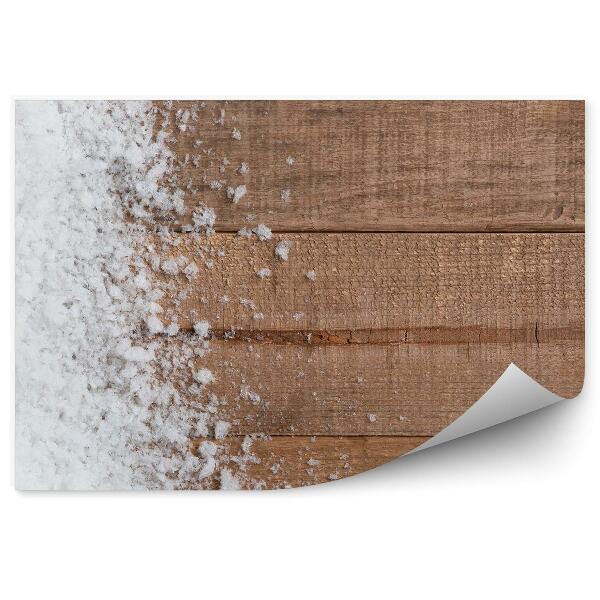 Papier peint Planches en bois saupoudrées de neige