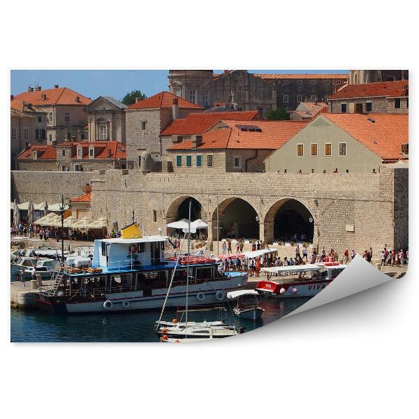 Papier peint mer Adriatique bateaux port murs ville