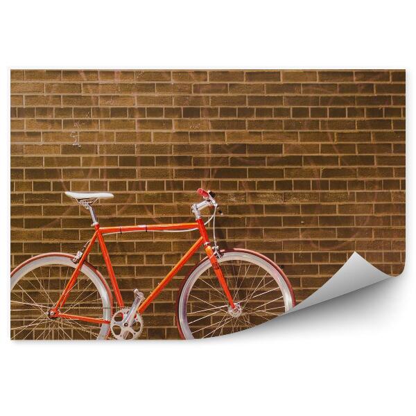 Papier peint Mur de briques, vélo orange