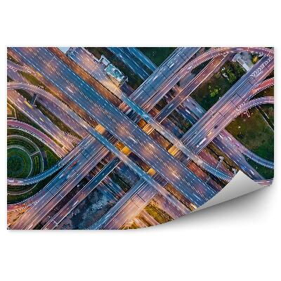 Papier peint Grand carrefour autoroutier voitures circulation