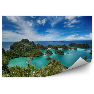 Tapisserie panoramique Les îles pianemo dans l'archipel de raja ampat indonésie