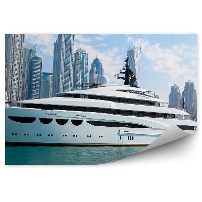 Papier peint Gratte-ciel Yachts Océan Ciel Nuages Dubaï