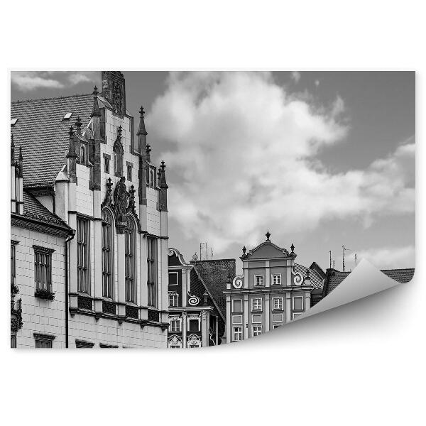 Papier peint Place du marché central Wrocław Nuages sépia