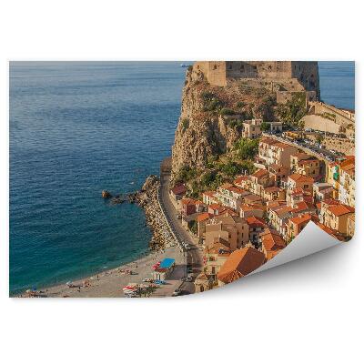 Papier peint Bâtiments Forteresse Sea Cars Sicile