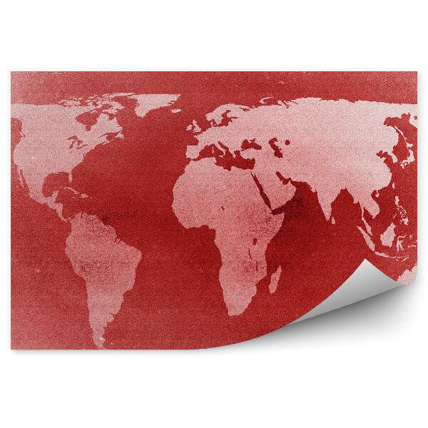 Papier peint Carte du monde vintage sur fond rouge