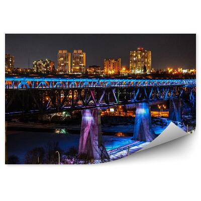 Papier peint Pont Route Edmonton Gratte-Ciel Arbres Nuit