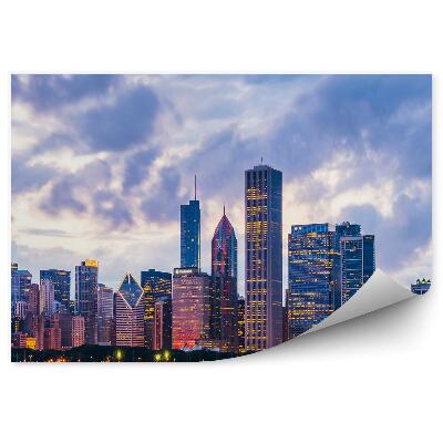 Papier peint Gratte-ciel Océan de lumière Arbres Ciel Nuages