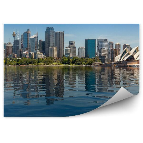 Papier peint Panorama De La Ville De Sydney Gratte-Ciel Opéra Bateau Océan