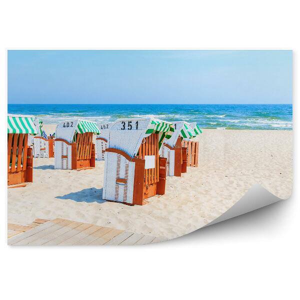 Papier peint Plage Pont Océan Traditionnel Chaises En Osier