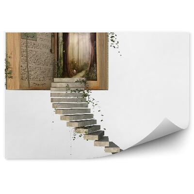 Papier peint Escalier menant au monde des livres pays magique
