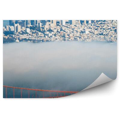 Papier peint Brume Matinale Gratte-Ciel Vue Ville Pont Golden Gate Ocean San Francisco