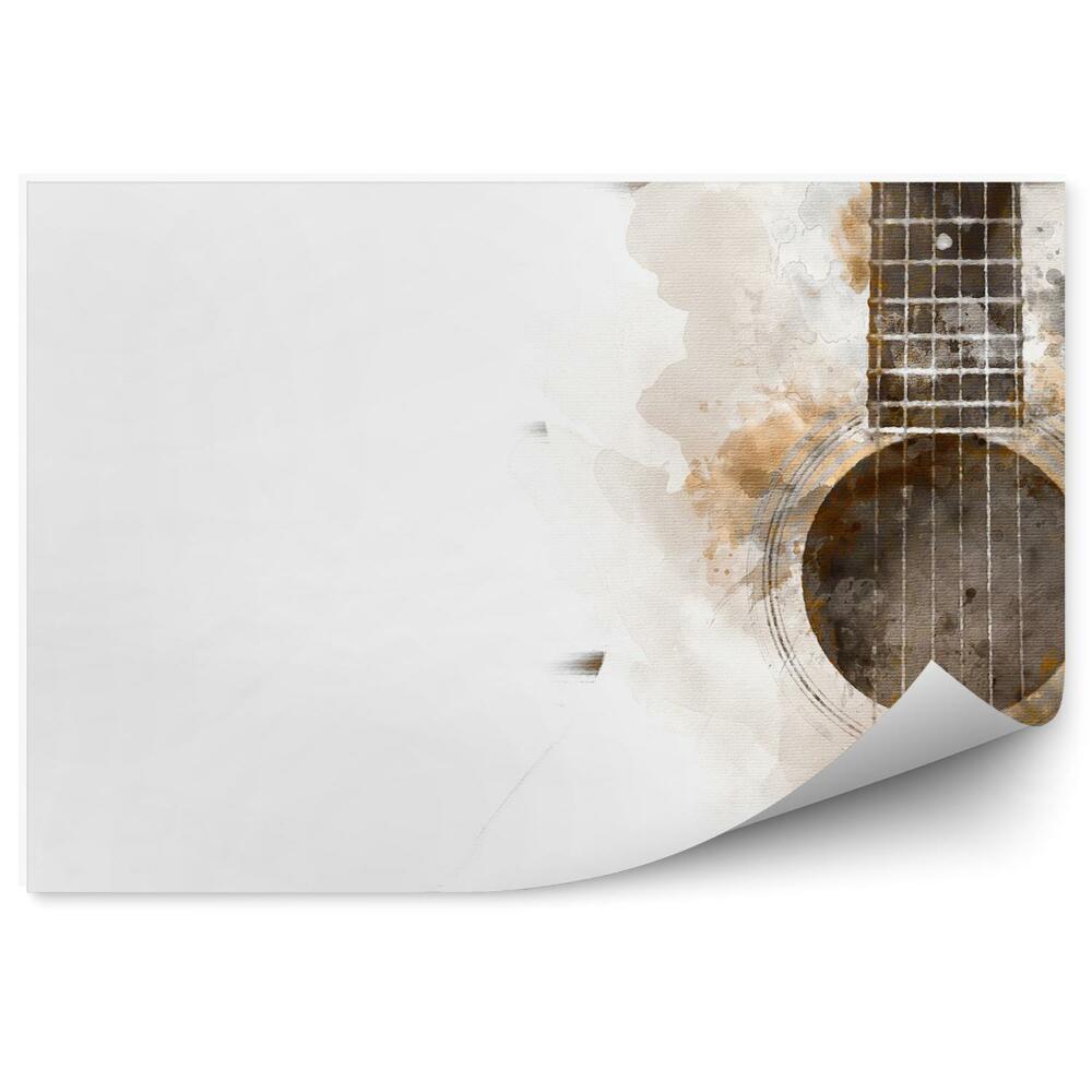 Papier peint Cordes de guitare peintes fond blanc