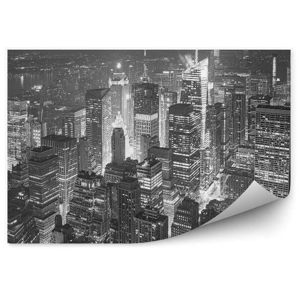 Papier peint Gratte-ciel noir et blanc Manhattan New York Nuages