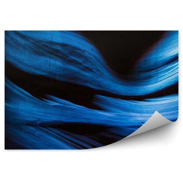 Papier peint Vagues bleues abstraites fond noir canyon