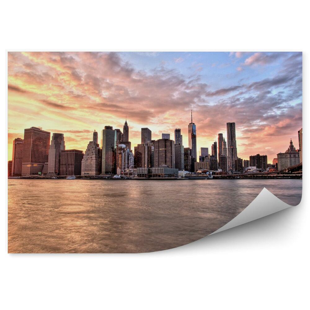 Papier peint New york brooklyn bridge river ciel nuageux