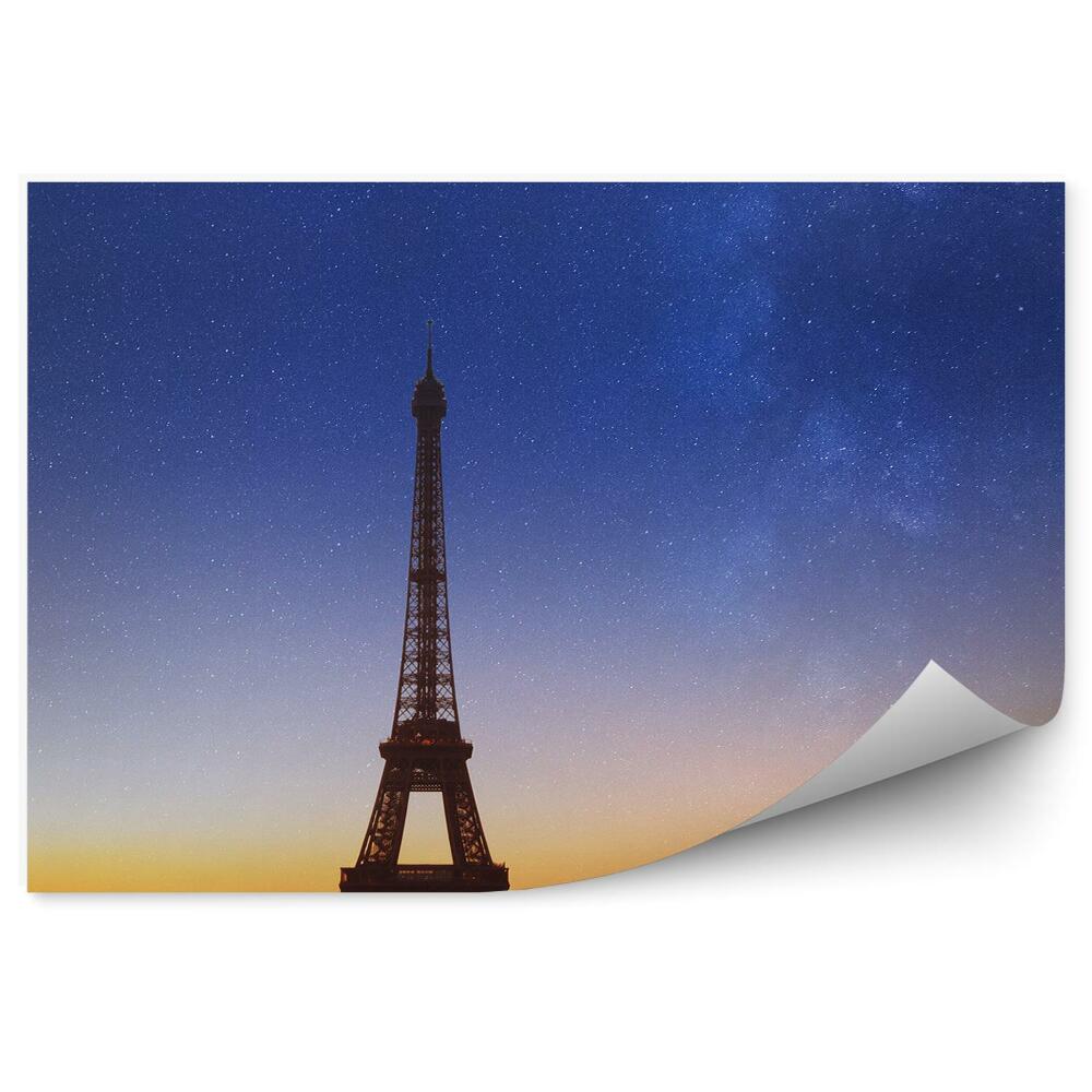 Papier peint Ciel Étoilé Ville Paris Tour Eiffel Coucher De Soleil