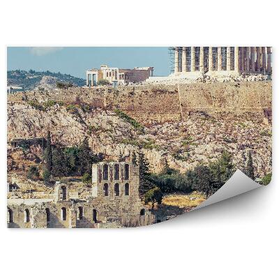 Papier peint Acropole Athènes Grèce Panorama De La Ville Antique Rochers Conifères