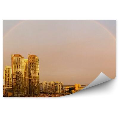 Papier peint Gratte-Ciel Route Verte Ciel Arc-En-Ciel