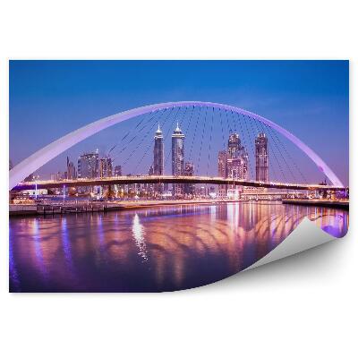 Papier peint lumières colorées pont eau bâtiments