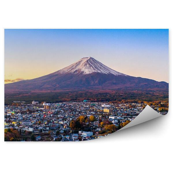 Papier peint Yokohama City Skyline Mt. Fuji Trees Sunset